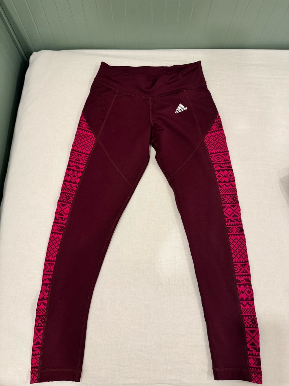 adidas Women's Burgundy & Pink Athletic Leggings